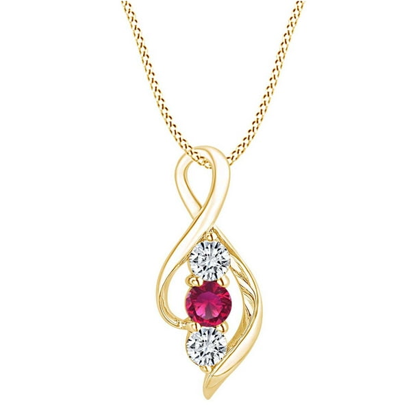 Ruby in white CZ gold Necklace
